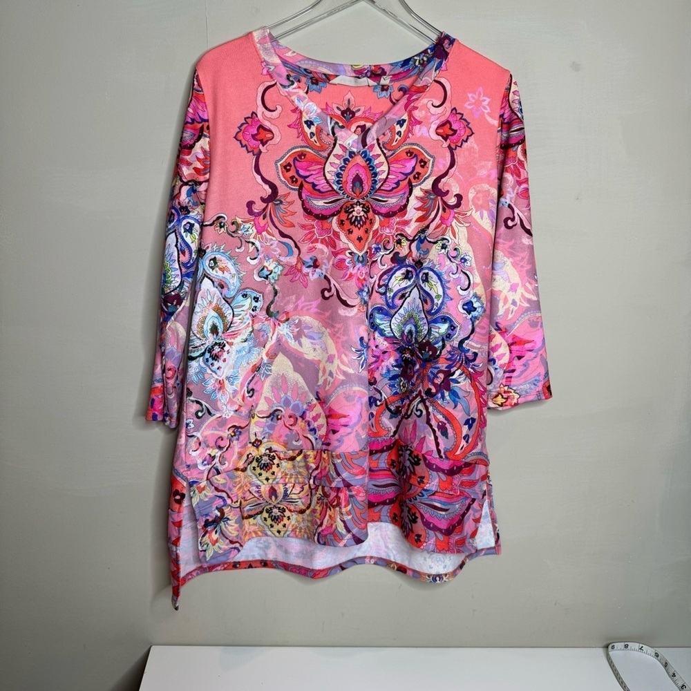 Soft Surroundings Top Paisley Tiered Boho Pullover